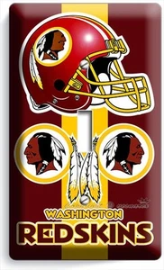 WASHINGTON REDSKINS EQUIPO DE FÚTBOL DE UNA SOLA LUZ INTERRUPTOR DE PARED PLACA DE NIÑOS DECORACIÓN DE HABITACIÓN - Imagen 1 de 1