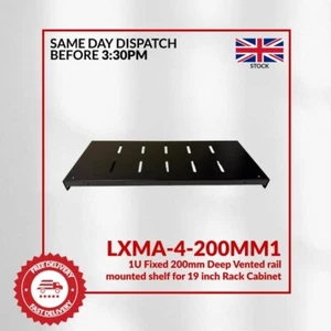 1U Fixed 200mm deep vented rail mounted shelf for 19 inch rack cabinet - Picture 1 of 3