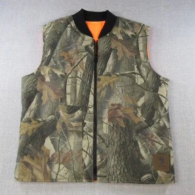 Tough Duck Vest Mens S Hunting Camo Reversable "Blaze Orange" - Image 1 of 4