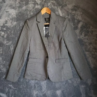 $70 NWT Worthington Gray Lined Career Work Formal Blazer Jacket 4 Small Twill - Image 1 of 4