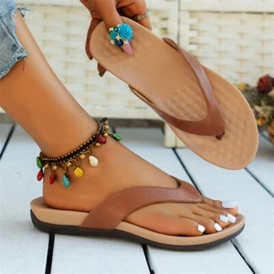 Ladies Arch Support New Flat Flip Flops Sandals Beach Ladies Slippers Shoes Size - Picture 1 of 17