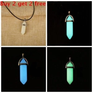 Glow in the Dark BLUE, CYAN, GREEN Opalite Crystal Quartz Point Pendant Necklace - Bild 1 von 14