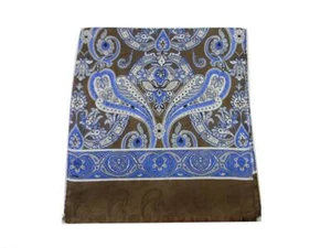 Sciarpa elegante in seta per uomo da giacca marrone azzurro cm 140 made Italy - Imagen 1 de 4