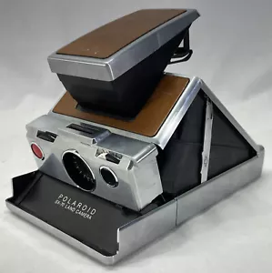 Vintage POLAROID SX-70 Land Camera Chrome Brown Leather Untested AS IS b - Picture 1 of 11