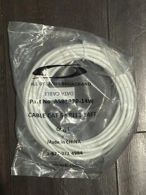 15 FT CAT5 White RJ11-RJ11 6P4C Data, Part # ASB1320-14W all systems broadband - Image 1 of 2