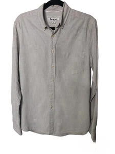 BODEN Striped Shirt Size M Beige White Button Up Long Sleeve 100% Cotton Medium - Picture 1 of 12