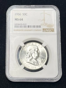 1956 Franklin Half Dollar graded MS64 by NGC Nice White Coin - Picture 1 of 2