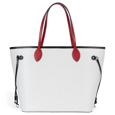 Auténtico bolso de mano Louis Vuitton 72008 blanco negro rojo cuero Epi 2019 NEVERFULL MM Foto 1 de 4