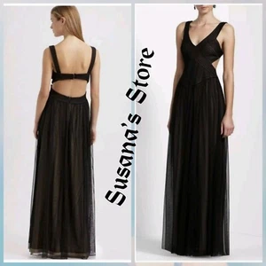 NWT BCBG MAXAZRIA SIZE 2 MARA TULLE V-NECK OPEN BACK MAXI GOWN DRESS - Picture 1 of 7