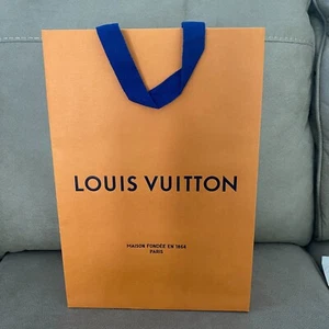 Louis Vuitton Orange Paper Empty Gift & Shopping Bag L 10" x H 14" x D 4.25" - Picture 1 of 10