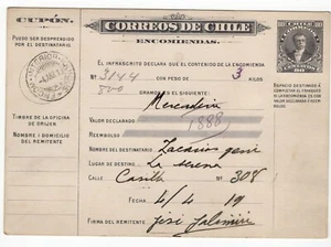 CHILE 1919 scarce Parcel post 80c A. Zañartu circulated Iquique to La Serena - Picture 1 of 2