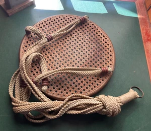 Vintage Hanging Cane Plant Stand 14" Table ~ Boho Cottagecore Mid Century Retro - Picture 1 of 7