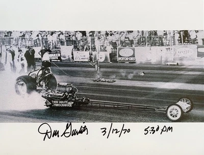 Impresionante dragster crash at lions firmado por don garlits 12/03/70 en muy buen estado y foto de firma Foto 1 de 2