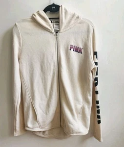 Victoria's Secret PINK Cream Purple Ombre Logo French Terry Full Zip Hoodie XS - Picture 1 of 6