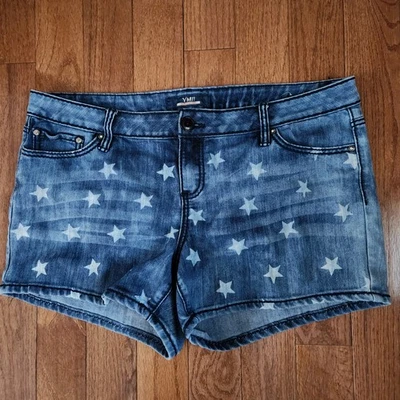 Pantalones Cortos de Jean YMI para Mujer Talla 18 Azul Denim Blanco Estrellas Tiro Medio Lavado Distress Foto 1 de 4