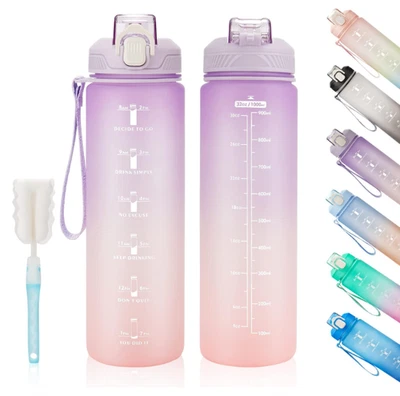 Botella de agua motivacional con marcador de tiempo - Botellas de agua de 32 oz Foto 1 de 4