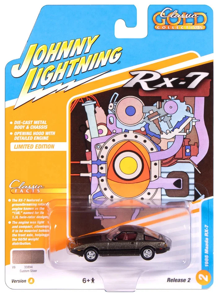 Mazda RX-7 1985 plateado Johnny Lightning clásico dorado escala 1:64 2025 R2 Foto 1 de 1