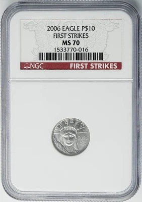 2006 $10 Statue Of Liberty Platinum Eagle First Strikes MS70 NGC 950752-19 - Image 1 of 3