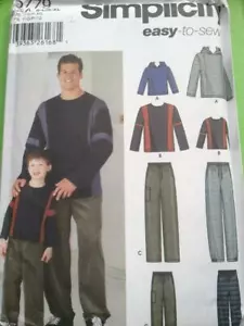 Simplicity Sewing Pattern 5779 Boys Mens Pants Pullover Top XS-L/ XS-XL - Picture 1 of 3