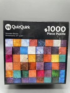QuizQuirk 1000 Piece Colorful Wooden Blocks Jigsaw Puzzle (27" x 20")-Sealed - Picture 1 of 7