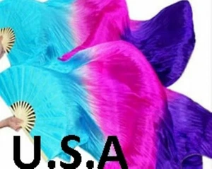 Bauchtanz Seide Fächer Schleier 100 % 1,8 m Top Qualität USA Store KOSTENLOSE HÜLLE - Bild 1 von 2