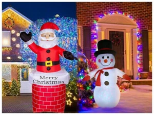 LED 210cm Papá Noel 120cm Muñeco de Nieve Inflable Navidad Figura Decoración - Imagen 1 de 30