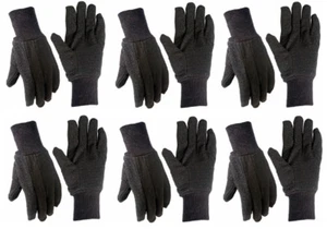 (6) pair True Grip 9117-26 Mens Large Brown Jersey Gloves w Mini Gripper Dots - Picture 1 of 4