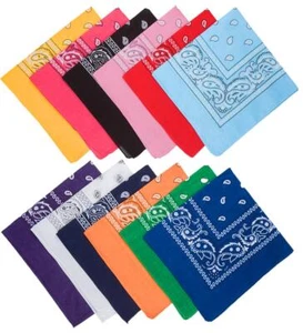 12 PACK OF PAISLEY BANDANAS HEAD WRAP SCARVES BANDANA MIXED COLOURS 100% COTTON - Picture 1 of 7