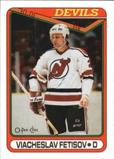 1990-91 O-Pee-Chee Devils Hockey Card #27 Slava Fetisov RC