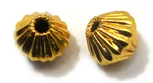 60 PCS 8X7MM CORRUGATED SPACER BEAD 18K GOLD PLATED BRACELET MAKING BEADS 758 - Picture 1 of 3
