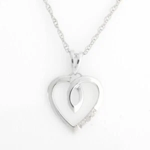 925 White Diamond Sterling Silver Xmas Gift Heart Pendant With 18" Chain O147 - Picture 1 of 6