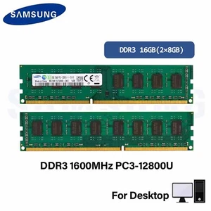 Samsung 16GB (2×8GB) 2Rx8 PC3-12800 DIMM DDR3 1600MHz Non-ECC Desktop Memory RAM - Picture 1 of 6