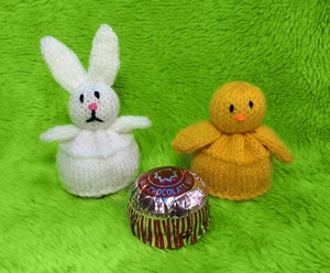 STRICKMUSTER - Osterhase und Küken Schockabdeckung passt Teekuchen Marshmallow - Bild 1 von 1