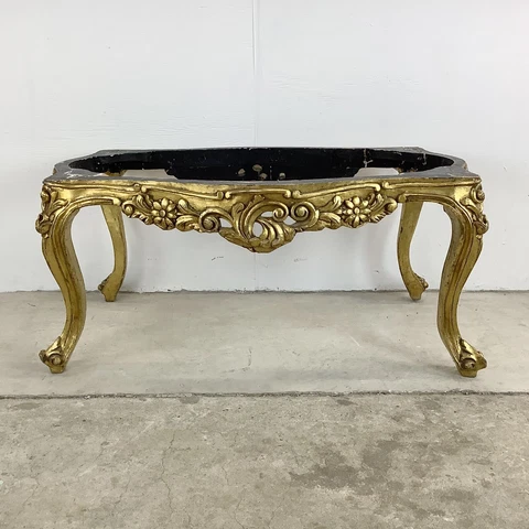 Antique Style Giltwood Coffee Table Base Cover
