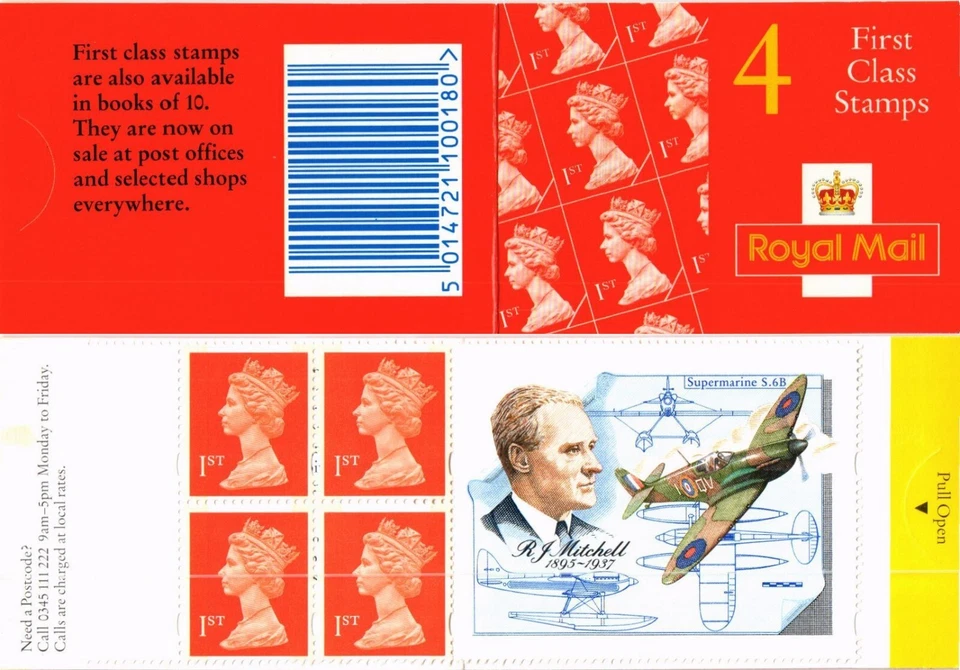 GB 1995 Yvert C 1673-8 folleto 4x1st Walsall Spitfire aviones de aviación Foto 1 de 1