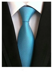 New Classic Solid Striped Blue JACQUARD WOVEN 100% Silk Men's Tie Necktie - Picture 1 of 1