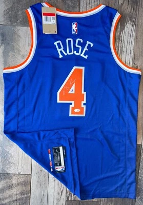 DERRICK ROSE SIGNED NEW YORK KNICKS NBA SWINGMAN JERSEY BULLS MVP  w/ COA PSA - Image 1 of 4