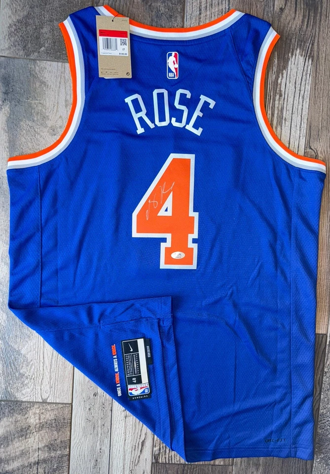 DERRICK ROSE SIGNED NEW YORK KNICKS NBA SWINGMAN JERSEY BULLS MVP  w/ COA PSA - Image 1 of 4