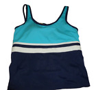 NWOT L.L. Bean Swim Jogger Tank Swimsuit Top Blue UPF 50+ sz 12