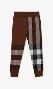 Authentic NEW BURBERRY Kids Boy Brown GERARD CHECK Wool Sweats Jogging Pants 10Y - Picture 1 of 10