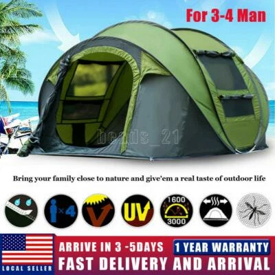 Tienda de campaña automática impermeable para 4-5 personas senderismo instantáneo familia tienda emergente Foto 1 de 4