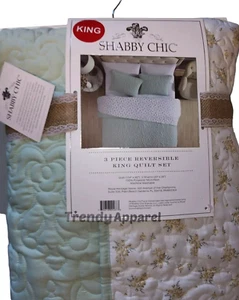 Shabby Chic Farmhouse by Rachel Ashwell Reversible Floral KING Quilt & Sham Set - Picture 1 of 9