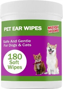 180 Count Dog Ear Cleaner Wipes ,Dog Ear Wipes ,Gently Remove Ear Wax, Debris. - Picture 1 of 6
