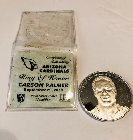 Carson Palmer Arizona Cardinals Ring Of Honor Highland Mint Silver Coin 9/29/19 Cover