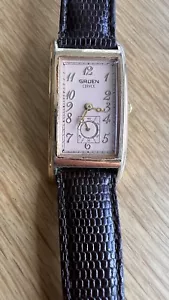 Reloj para hombre Gruen Curvex 1990 reedición de la década de 1930 clásico cuero marrón 4 piezas - Imagen 1 de 19