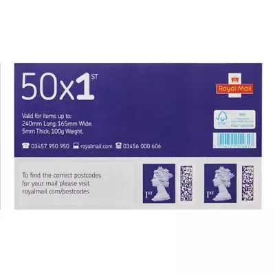 50 X 2nd/1st Class Barcoded Stamps Standard Large Letter Uk • 13.95£