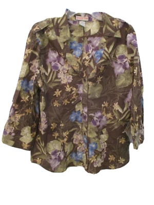 Women's Plus Size XL Petite Jamaica Bay Top Floral Epaulettes New Tags - Image 1 of 4