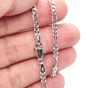 Sterling Silver Necklace Chain Figaro Stamped 925 Gift - 22inch - 3mm - Picture 1 of 14