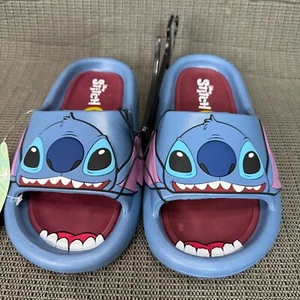 Disney Stitch Womens Slide Sandals Size 8 Dusty Blue & Maroon - Picture 1 of 7