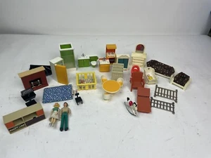 VTG Miniature Dollhouse Furniture Kitchen Bedroom Living Room by F - P Toys - Picture 1 of 12